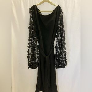 NWOT. Shein Black Cocktail Dress With Flower Detailed Selves. SZ: US L